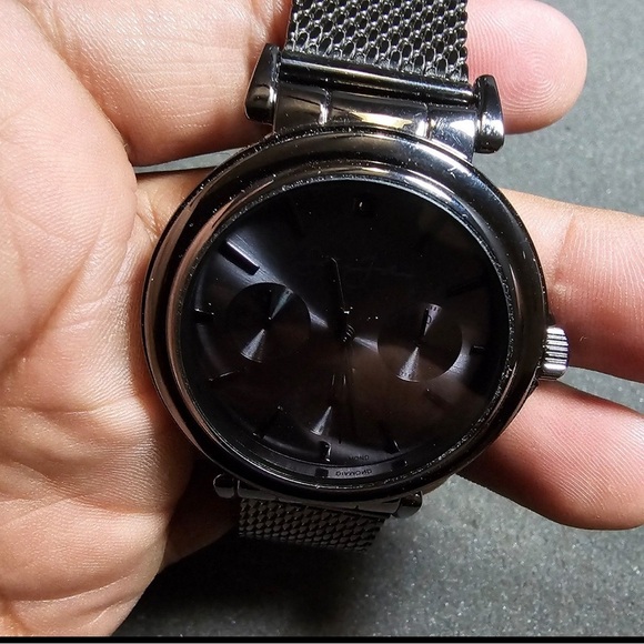 Sean John Mens Large Quartz Fashion Watch Black Mesh Strap Working SJB003GU - Picture 3 of 10